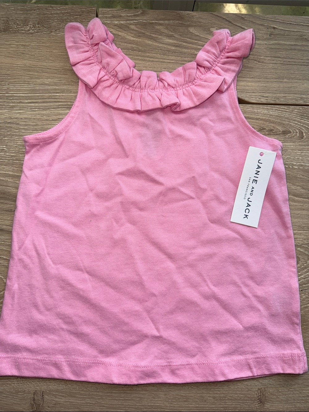 Janie and Jack Light Pink Ruffle Neck Tank Top